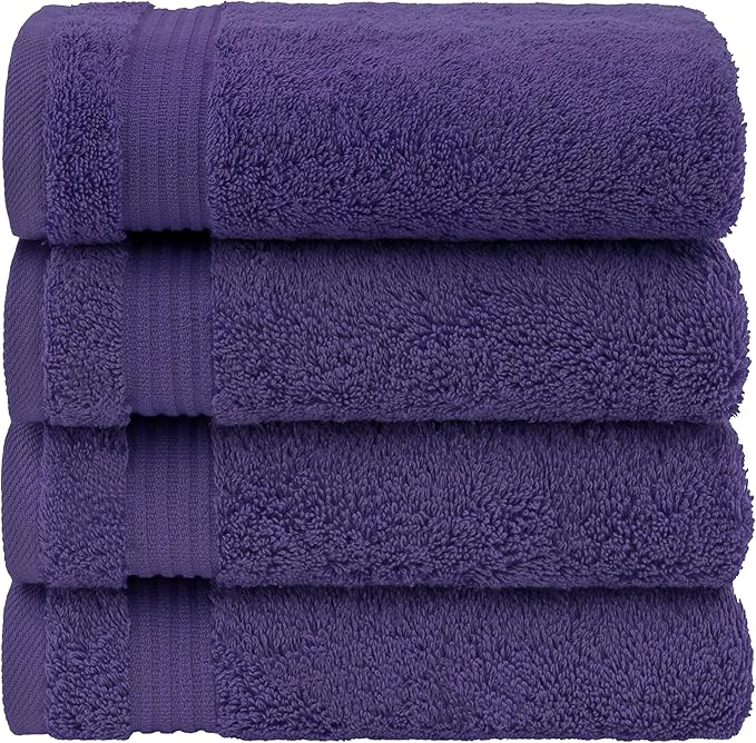 American Veteran Towel, Hand Towels for Bathroom Set of 4, 100% Cotton Turkish Hand Towel Sets Clearance Prime, Soft Drying Hand Face Towels, Purple Hand Towels
