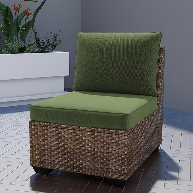 UIXE Outdoor Deep Seat Cushion Set with Slipcovers, Patio Furniture Cushions & Back Pillow, Water-Resistant Outdoor Cushion Slipcovers Backyard Sectional Sofa Cushions for Bistro Chair - Green