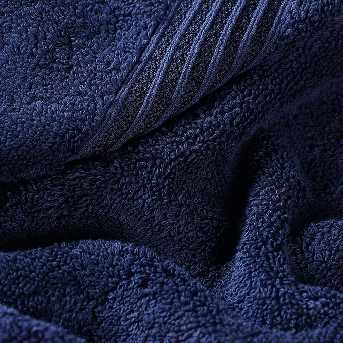 Superior Egyptian Cotton 6-Piece Towel Set, Assorted Towels for Home Bathroom, Master, Guest Bath, Decor Essentials, Includes 2 Bath, 2 Hand, 2 Face Towels/Washcloths, Quick Dry, Absorbent, Navy Blue