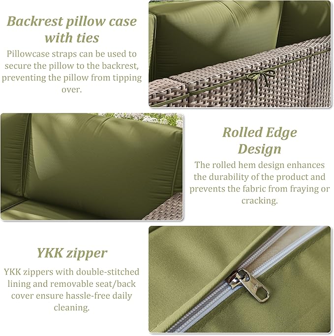 14 Pcs Outdoor Cushion Slipcovers Outdoor Patio Cushion Covers Replacement Waterproof with Zipper for Outdoor Furniture, Patio Sofa Couch 3 Sizes, Covers Only