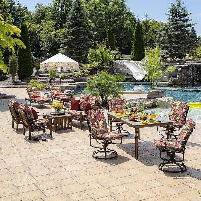 Arden Outdoor Deep Seat Cushion Set, 24 in x 24 in, Weather-Proof, Rain-Proof, Fade Resistant Patio Cushion for Chair, Sofa, and Couch Ruby Clarissa