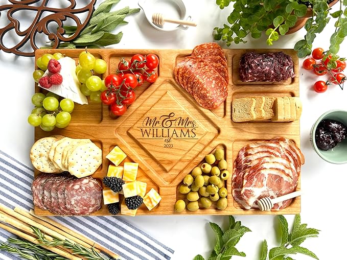 Personalized Charcuterie Board - Custom Engraved Cutting Board for Wedding, Anniversary, Engagement, Gift for Parents and Couple, Newlyweds, Housewarming Gifts for New Home, Christmas