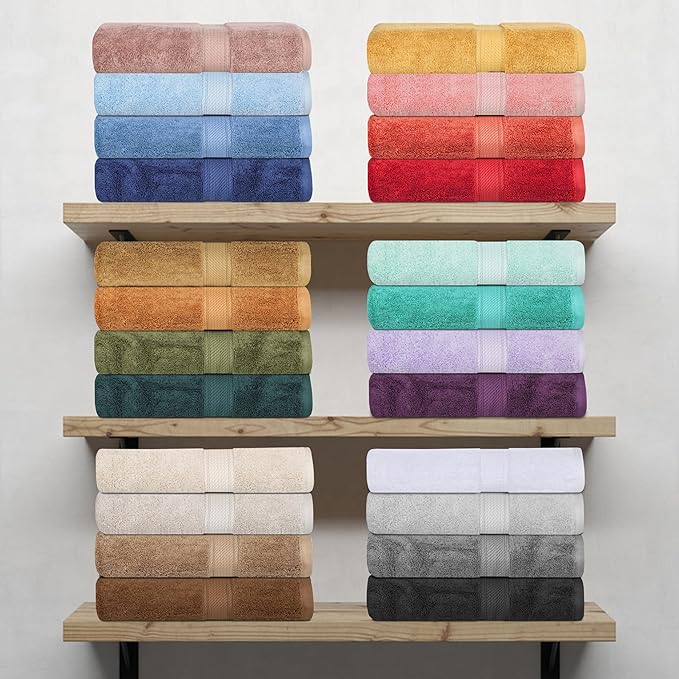 Superior Egyptian Cotton Pile 6 Piece Towel Set, Includes 2 Bath, 2 Hand, 2 Face Towels/Washcloths, Ultra Soft Luxury Towels, Thick Plush Essentials, Guest Bath, Spa, Hotel Bathroom, Cream