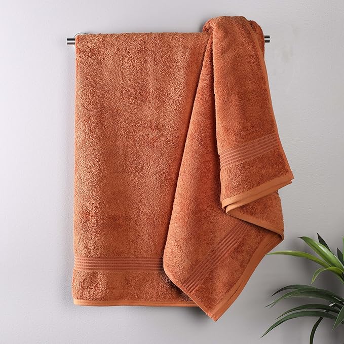 Superior Egyptian Cotton Bath Towel Set, Home Bathroom Towels, Master, Guest Bath, Decor Essentials, Quick Dry, Absorbent, Large Body Towels, Spa, Hotel, Resort, Adult, Kids, Set of 2, Caramel Brown