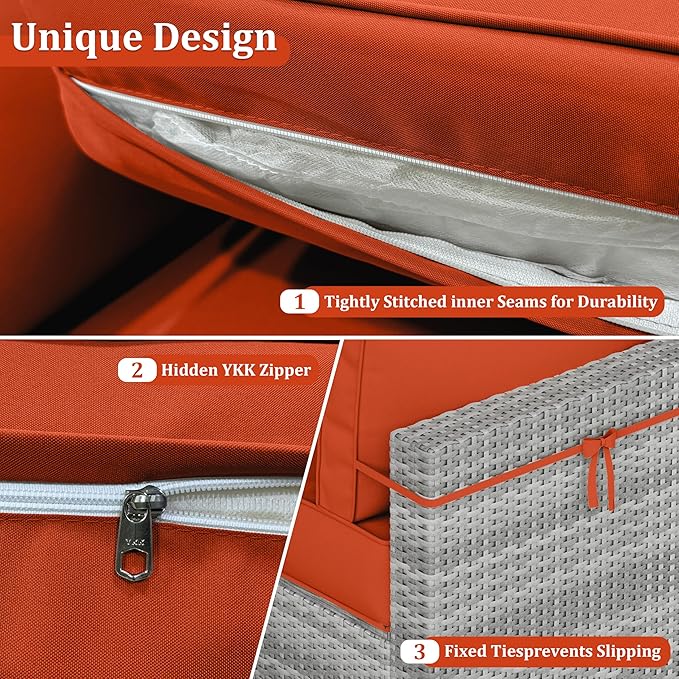 14 Pcs Outdoor Cushion Covers Patio Cushion Slipcovers Replacement Splash Proof with Zipper for Outdoor Furniture, Patio Sofa Couch 3 Sizes, Covers Only