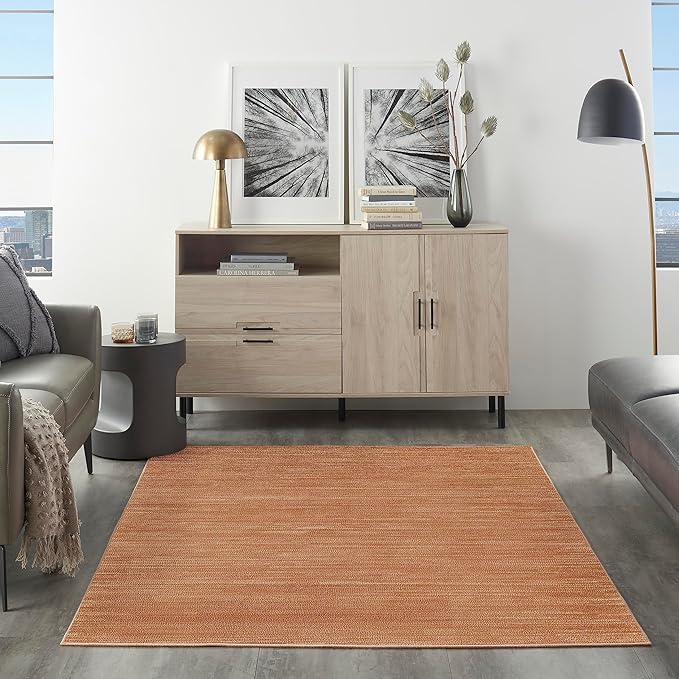 Nourison Home Essentials Indoor/Outdoor Rust 4' x 6' Area Rug, Easy Cleaning, Non Shedding, Bed Room, Living Room, Dining Room, Backyard, Deck, Patio (4x6)