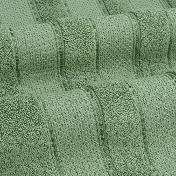 American Soft Linen Salem 100% Cotton Turkish 4 Piece Hand Towels for Bathroom, 600 GSM Soft Absorbent Quickdry Hand Face Towel Set, Sage Green