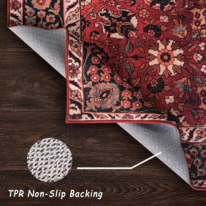 vivorug Runners for Hallways 2'x7', Non Slip Washable Rug, Carpet Runner for Kitchen Laundry Room Bedroom, Ultra Soft Rug Runner with Rubber Backing, Cherry Red/Spice