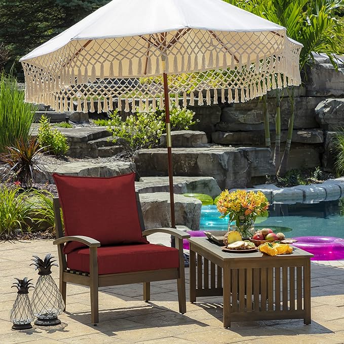 Arden Outdoor Deep Seat Cushion Set, 24 in x 24 in, Weather-Proof, Rain-Proof, Fade Resistant Patio Cushion for Chair, Sofa, and Couch Ruby Red Leala