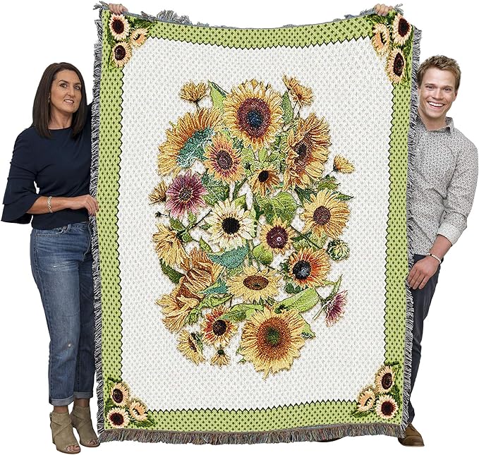 Pure Country Weavers Sunflower Garden Blanket by Judy Hand - Garden Floral Gift Tapestry Throw Woven from Cotton - Made in The USA (72x54)