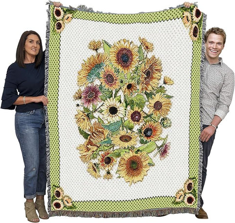 Pure Country Weavers Sunflower Garden Blanket by Judy Hand - Garden Floral Gift Tapestry Throw Woven from Cotton - Made in The USA (72x54)