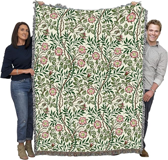 Pure Country Weavers William Morris Sweetbriar Blanket - Arts & Crafts - Gift Tapestry Throw Woven from Cotton - Made in The USA (72x54) Original