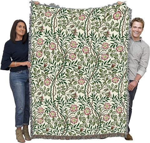 Pure Country Weavers William Morris Sweetbriar Blanket - Arts & Crafts - Gift Tapestry Throw Woven from Cotton - Made in The USA (72x54) Original