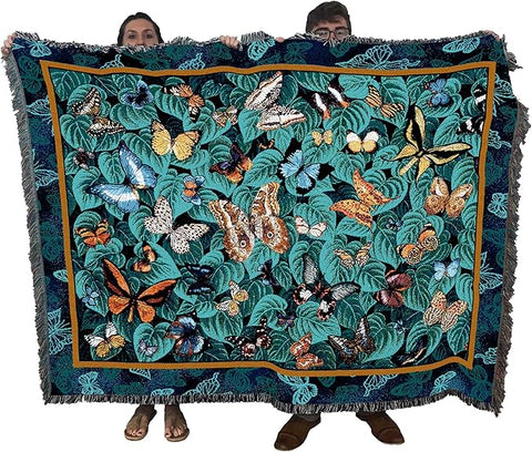 Pure Country Weavers Butterfly Dance Blanket by Elena Vladykina - Garden Floral Gift Tapestry Throw Woven from Cotton - Made in The USA (72x54)