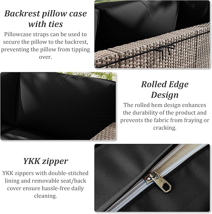 14 Pcs Outdoor Cushion Slipcovers Patio Cushion Covers Replacement Waterproof with Zipper for Outdoor Furniture, Patio Sofa Couch 3 Sizes, Covers Only