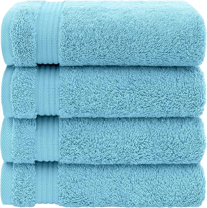 American Veteran Towel, Hand Towels for Bathroom Set of 4, 100% Cotton Turkish Hand Towel Sets Clearance Prime, Soft Hand Face Towels, Sky Blue Hand Towels