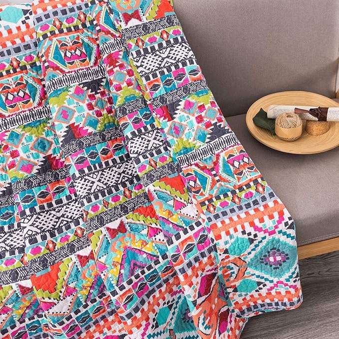 NEWLAKE Quilted Throw Blanket for Bed Couch Sofa, Boundless Universe Pattern, 60X78 Inch