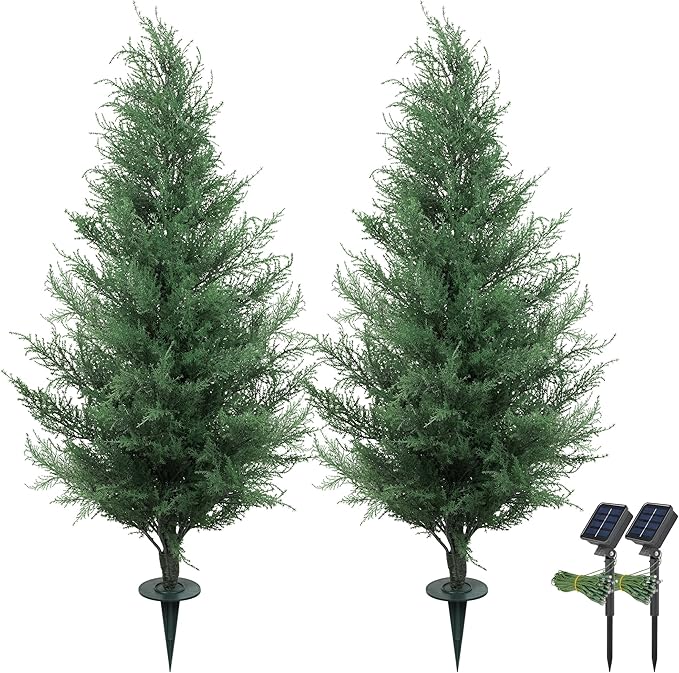 36" Artificial Cedar Topiary Tree for Outdoor,Lifelike UV Protected Front Door Decor, 3ft Faux Pine Shrubs Plants for Front Door Porch Home Office Decor (3FT)