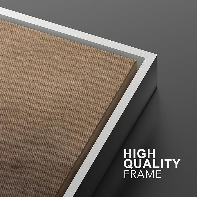 MUDECOR Framed Canvas Print Wall Art Minimalist Earthy Neutral Brown Abstract Illustrations Realism Decorative for Living Room, Bedroom, Office - 16"x24"x3 White