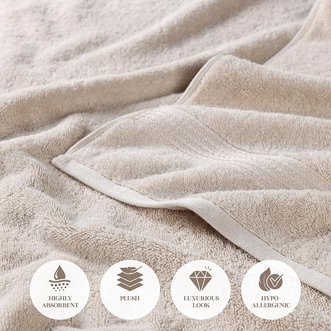 Superior Egyptian Cotton Hand Towel Set, Small Towels for Home Bathroom, Master, Guest Bath, Decor Essentials, Quick Dry, Absorbent, Kitchen, Spa, Hotel, Resort, Adult, Kids, Set of 8, Stone