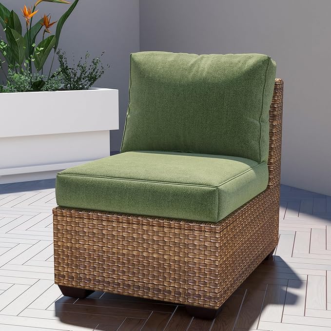 UIXE Outdoor Deep Seat Cushion Set with Slipcovers, Patio Furniture Cushions & Back Pad, Water-Resistant Outdoor Cushion Covers Backyard Sectional Sofa Cushions for Bistro Chair - Green