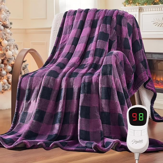 HomeMate Electric Blanket Heated Full Size - 72“x84“ Ultra Soft Cozy Flannel Heating Blanket with 10 Fast Heat Levels 8 Hours Auto Off Over-Heated Protection ETL Certification Keep Warm in Home Office