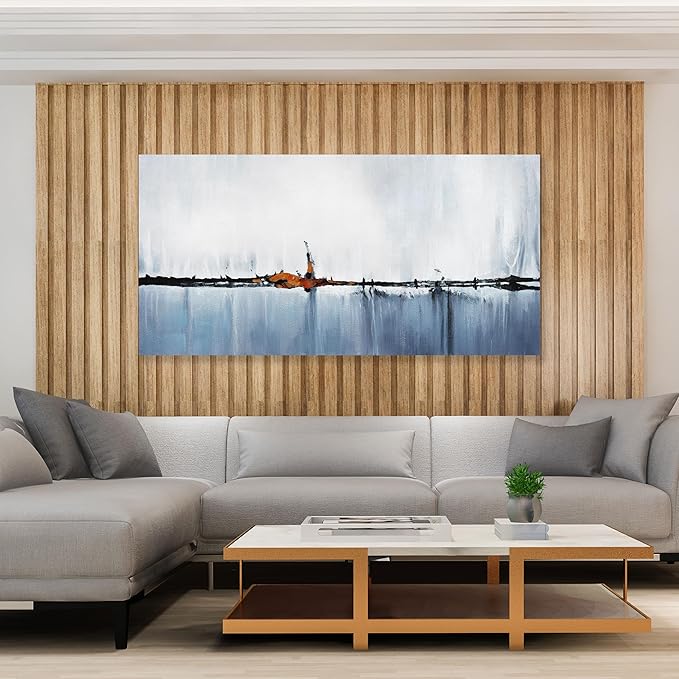 Abstract Wall Decor Modern Abstract Wall Art Blue and White Pictures Canvas Art Wall Decor Framed Artwork for Living Room Bedroom Dining Room Home Office Decor 20"x40"