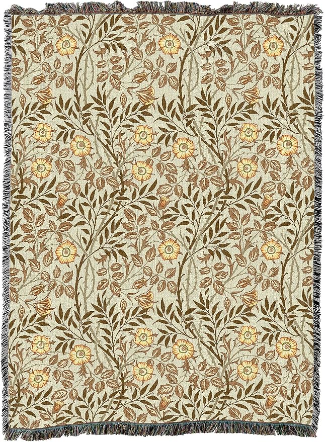Pure Country Weavers William Morris Sweetbriar Mandarin Blanket - Arts & Crafts - Gift Tapestry Throw Woven from Cotton - Made in The USA (72x54)