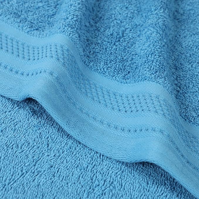Superior Honeycomb Cotton Medium Weight Towels, for Guest Bath, Master Bathroom, Shower, Quick Dry, Adults, Home Essentials, Textured Waffle Border, Assorted Towel Set, 6 Piece Towel Set, Azure