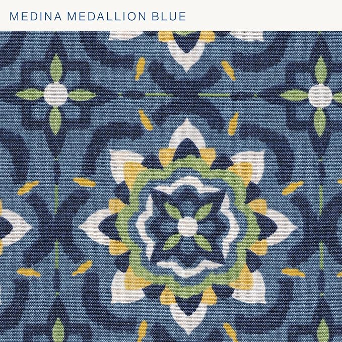Honeycomb Outdoor Essentials Deep Seat, 24 x 24, Medina Medallion Blue Chair Cushion for Patio Furniture
