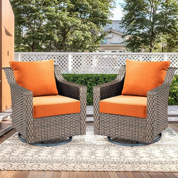 Outdoor Seat Cushion Set-24 x 24 x 6 Inch Outdoor Chair Cushions Set of 2 with Water Resistant & Removable Cover Outdoor Cushions for Patio Furniture Chair Sofa Couch-Orange