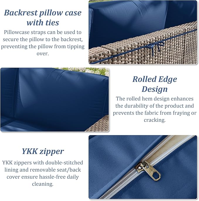 14 Pcs Outdoor Cushion Slipcovers Patio Cushion Covers Replacement Waterproof with Zipper for Outdoor Furniture, Patio Sofa Couch 3 Sizes, Covers Only