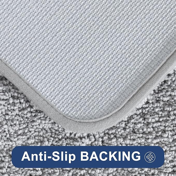 COSY HOMEER Bath Rugs for Bathroom Extra Thick - Anti-Slip Bath Mats Soft Plush Yarn Shaggy 100% Strong Mirco Polyeste Mat Living Room Bedroom Mat Floor Water Absorbent(Grey,20x32 - Inches)