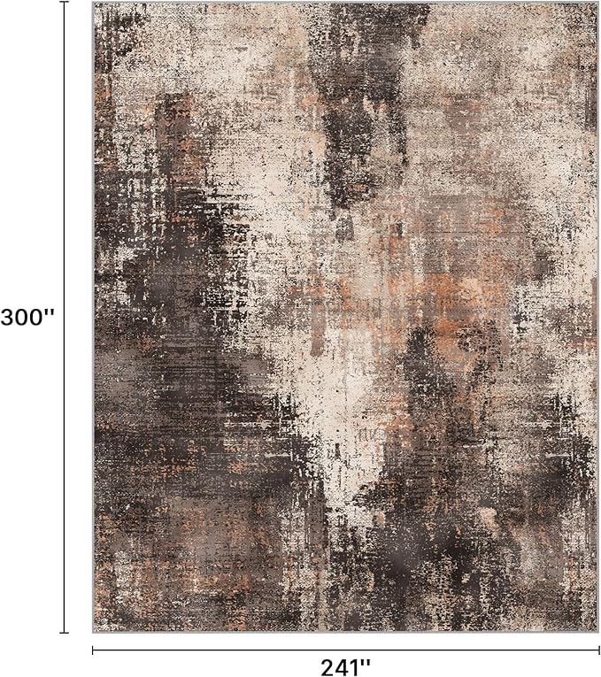 GENIMO Washable Area Rugs for Living Room Bedroom, 10x14 Modern Abstract Non Slip Rug, Low Pile Soft Contemporary Indoor Floor Carpet Cover for Dining Room Kitchen, Brown