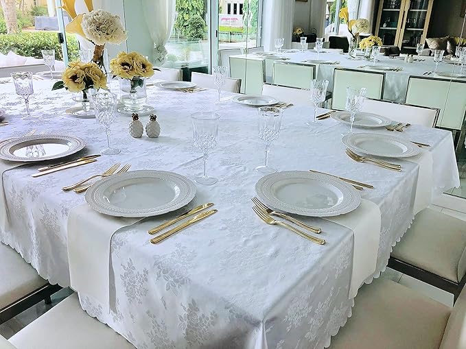 " OCCASIONS " 240 Plates Pack,(120 Guests) Extra Heavyweight Vintage Wedding Disposable/Reusable Plastic Plates 120x11'' Dinner + 120x8.25'' Salad/Dessert Plate (Chateau Light Gray)