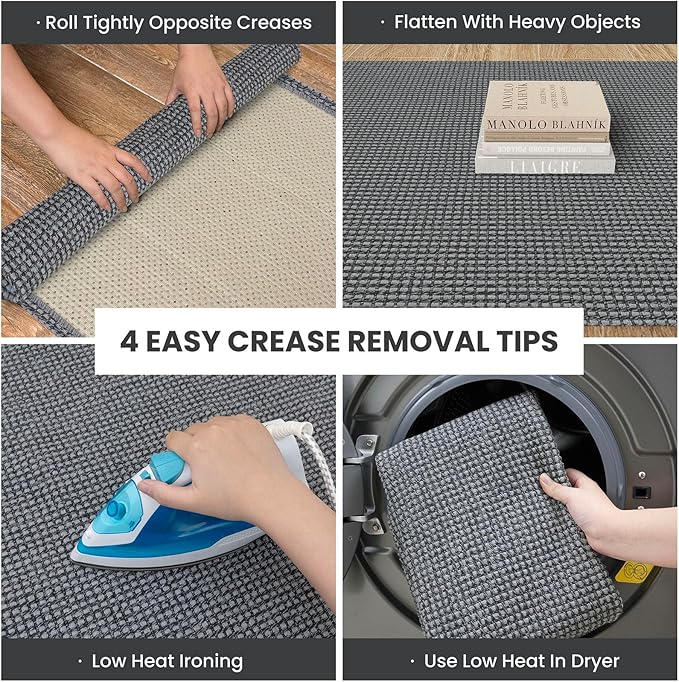 IOHOUZE Washable Area Rug 6x9 Non Slip Rubber Backed Rugs for Living Room, Dining Room Rugs Bedroom Rug, Woven Indoor Floor Carpet for Living Room Nursery, Dark Grey