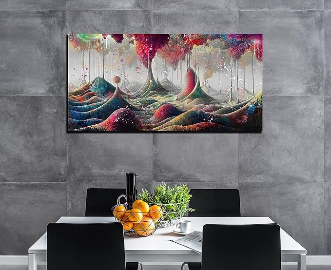 JKWALL77 Mountain Wall-Decor - Graffiti Poster Wall Art - Abstract Canvas Wall Art For Living Room Ready To Hang Size 40" x 20"