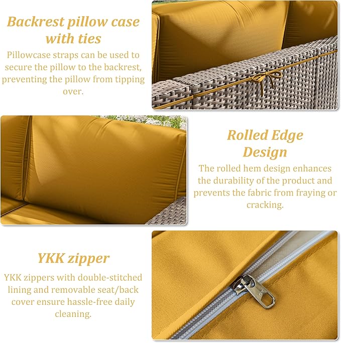 14 Pcs Outdoor Cushion Slipcovers Outdoor Patio Cushion Covers Replacement Waterproof with Zipper for Outdoor Furniture, Patio Sofa Couch 3 Sizes, Covers Only