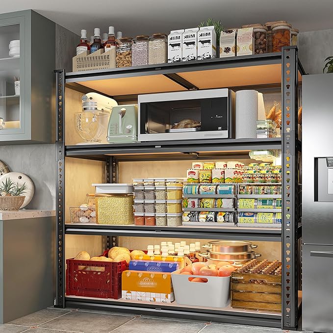 REIBII 40" W Garage Shelving 2000LBS Storage Shelves Adjustable Metal Shelving 4 Tier Metal Shelves Pantry Shelf for Garage Closet Kitchen Basement 40" W x 19.7''D x 60''H