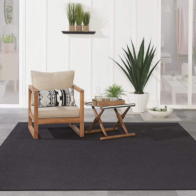 Nourison Home Essentials Solid Contemporary Black 7' X 10' Area Rug , 7' X 10'