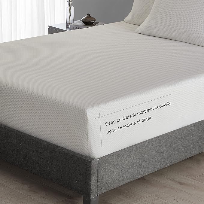 Vera Wang - Queen Sheet Set, Luxury Sateen Cotton Bedding, 800 Thread Count, Soft & Smooth Bedding Set (Lace Ivory, Queen)