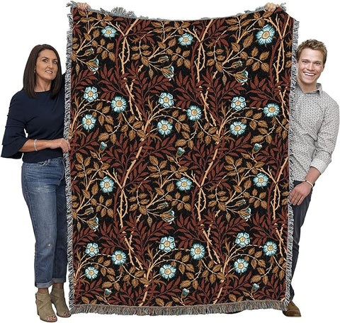 Pure Country Weavers William Morris Sweetbriar Sienna Blanket - Arts & Crafts - Gift Tapestry Throw Woven from Cotton - Made in The USA (72x54)