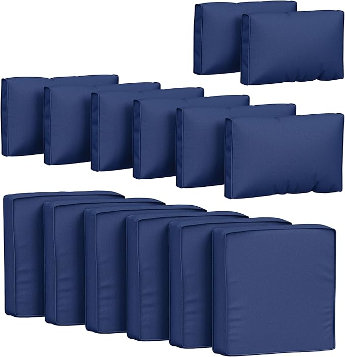 14 Pcs Outdoor Cushion Covers Patio Cushion Slipcovers Replacement Splash Proof with Zipper for Outdoor Furniture, Patio Sofa Couch 3 Sizes, Covers Only