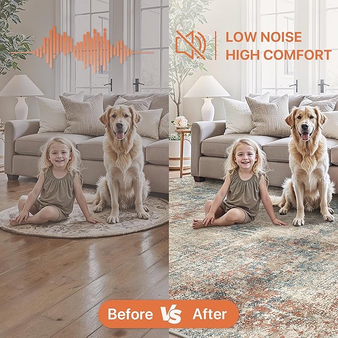 GENIMO Washable Area Rugs for Living Room Bedroom, 8x10 Modern Abstract Non Slip Rug, Low Pile Soft Contemporary Indoor Floor Carpet Cover for Dining Room Kitchen, Multi