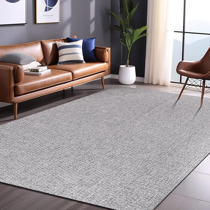 Easy Jute Rugs 4x6 Gray Color Living Room Indoor Outdoor Area Rug for Farmhouse Patio and Kitchen Rug High Traffic Washable Easy to Clean Solid Boho Woven Design Outside Carpet (4 x 6)