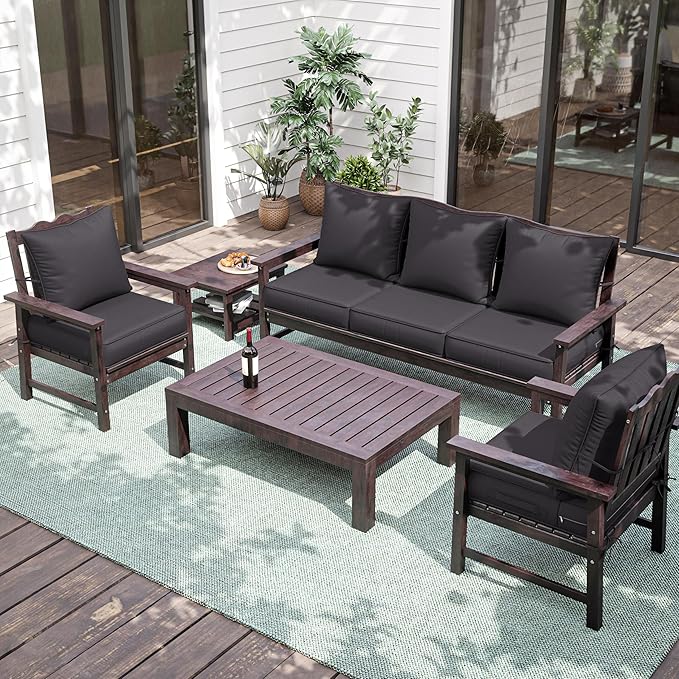 Premium Outdoor Seat Cushion Chair Cushions for Patio Furniture 19 L X 19 W X 4 H Waterproof & Fade Resistant Deep Seat and Backrest Cushion Set with Removable Covers for Chair, Sofa