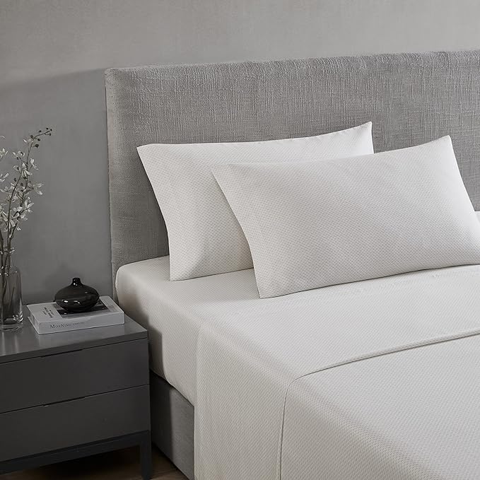 Vera Wang - Queen Sheet Set, Luxury Sateen Cotton Bedding, 800 Thread Count, Soft & Smooth Bedding Set (Lace Ivory, Queen)