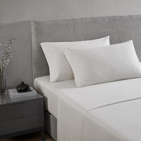 Vera Wang - Queen Sheet Set, Luxury Sateen Cotton Bedding, 800 Thread Count, Soft & Smooth Bedding Set (Lace Ivory, Queen)