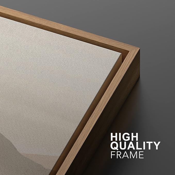 MUDECOR Framed Canvas Print Wall Art Pastel Brown Mountain Range Ocean Lake Wilderness Nature Illustrations Modern Art Decorative Calm/Relax Multicolor Rustic Minimal for Bedroom - 24"x36"x2 Natural