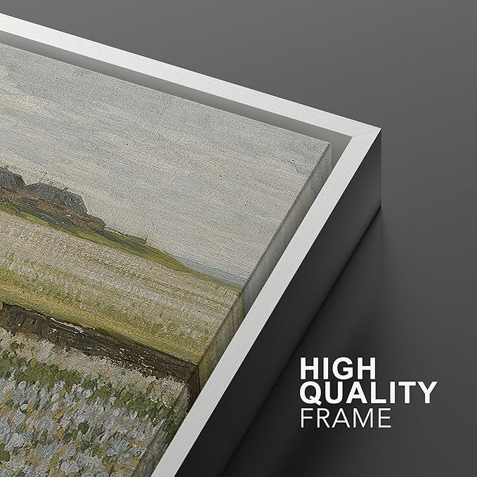 MUDECOR Framed Canvas Print Wall Art Fields of White Flowers Serene Nature for Home Decor Nature Wilderness Illustrations Realism Decorative Scenic for Living Room, Bedroom, Office - 24"x36"x2 White
